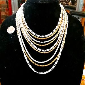 Vintage metal multi chain necklace